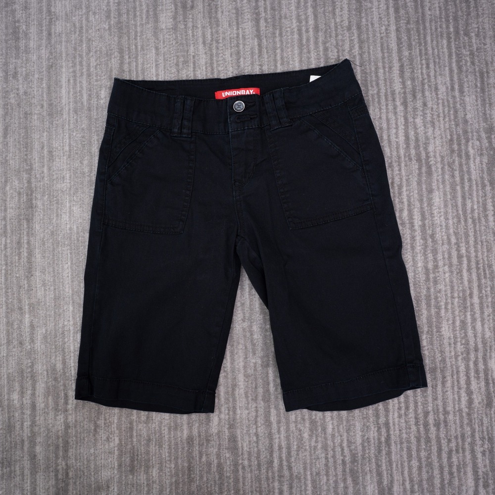 Unionbay Cargo Shorts Womens Size 1 Black Excellent Stretch Utility Patch Pocket